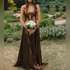 Sherri Hill Metallic Corset Prom Dress